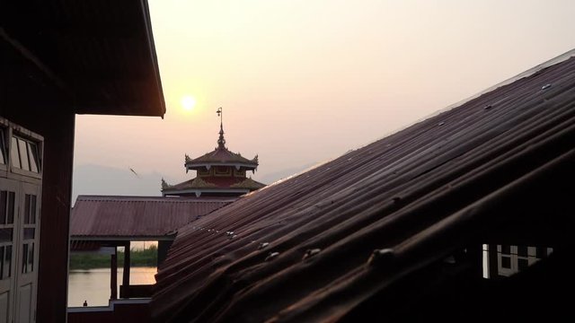 A buddist monastery on the Lake Inle in Myanmar