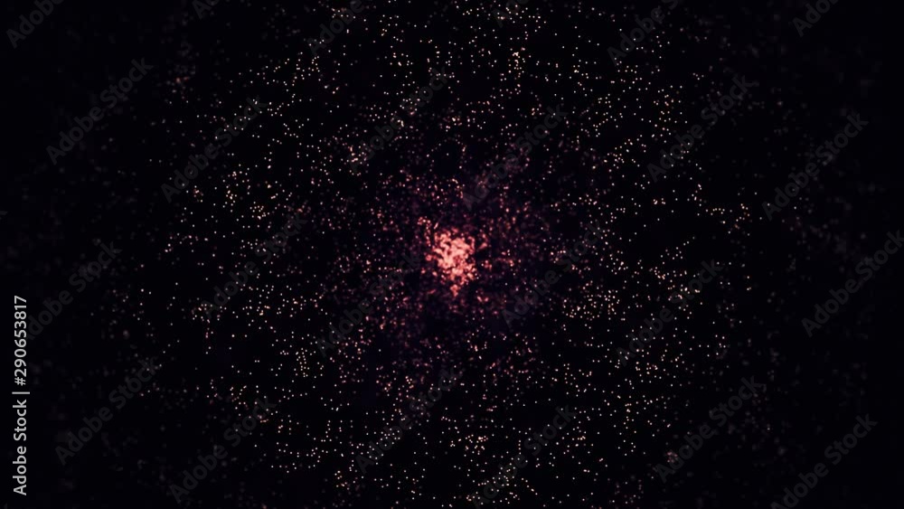 Poster bokeh patten, red small sparkles floating on black background. animation. abstract particles, small 