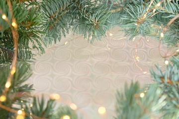 Merry Christmas and Happy New Year on green background