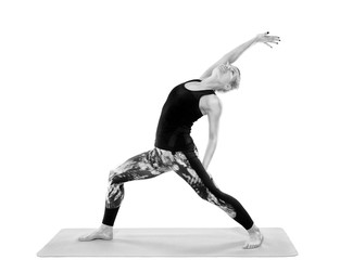 Yoga practitioner on white