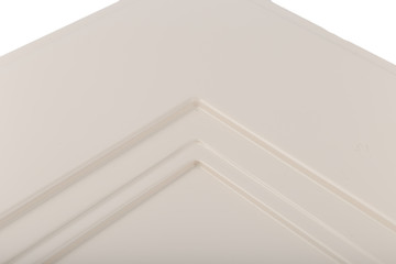 Obraz premium Background or concept of minimalist furniture facade for the kitchen, furniture interior on a white background.