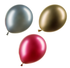 Set of colourful chrome helium balloons, element of decorations