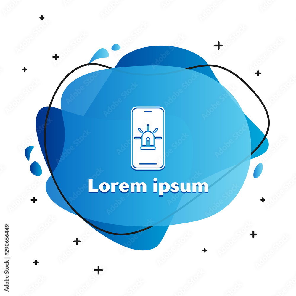 Poster white mobile phone with smart house and alarm icon isolated on white background. security system of 