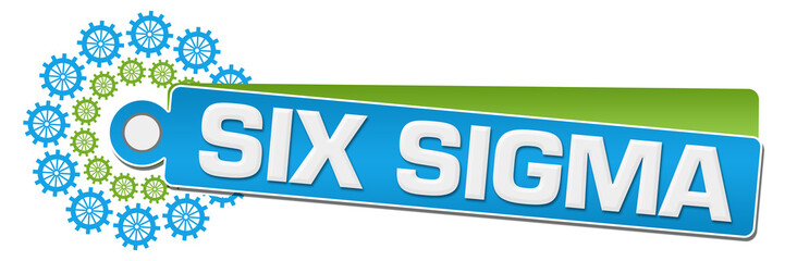 Six Sigma Green Blue Gears Circular Label 
