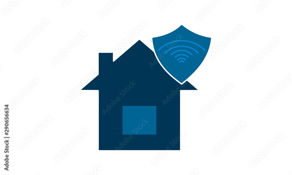 Aufkleber home secure icon in flat style for safety and security concepts