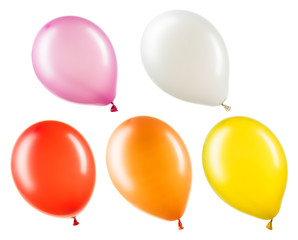 Set of colourful helium balloons, element of decorations