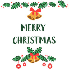 Greeting card or invitation merry christmas, with design element of green leaf flower frame. Vector