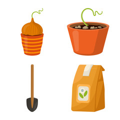 Isolated object of garden and horticulture symbol. Set of garden and landscaping stock symbol for web.