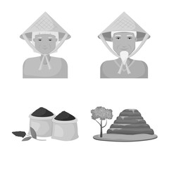 Vector design of culture and landmark icon. Collection of culture and asia vector icon for stock.