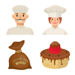 Vector illustration of bakery and natural icon. Set of bakery and utensils stock vector illustration.