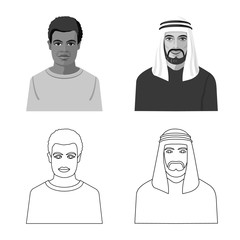 Vector design of hairstyle and profession symbol. Set of hairstyle and character stock vector illustration.