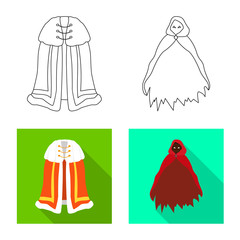 Vector illustration of material and clothing symbol. Collection of material and garment vector icon for stock.