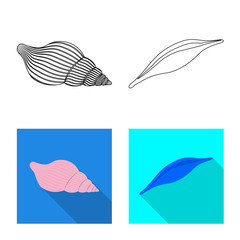 Isolated object of animal and decoration sign. Set of animal and ocean stock symbol for web.