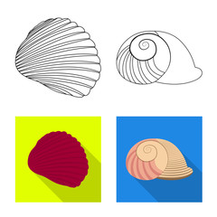 Vector illustration of animal and decoration symbol. Collection of animal and ocean stock vector illustration.