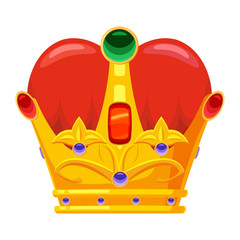 Golden crown royal jewelry symbol of king queen and princess with precious stones diamonds