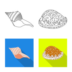 Isolated object of animal and decoration icon. Collection of animal and ocean stock vector illustration.