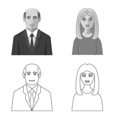 Vector design of hairstyle and profession sign. Collection of hairstyle and character stock vector illustration.