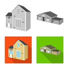 Vector design of facade and housing icon. Collection of facade and infrastructure stock symbol for web.