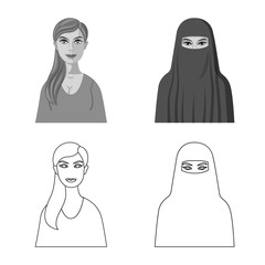 Vector illustration of hairstyle and profession logo. Set of hairstyle and character vector icon for stock.