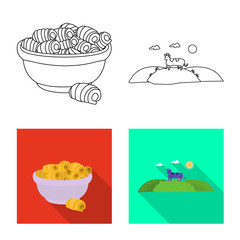 Vector illustration of creamy and product symbol. Set of creamy and farm stock vector illustration.