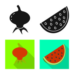 Vector illustration of fresh and red symbol. Set of fresh and organic stock vector illustration.