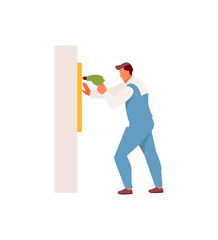 Man working with a drill vector