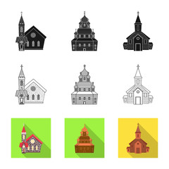 Fototapeta premium Vector design of cult and temple symbol. Collection of cult and parish stock symbol for web.