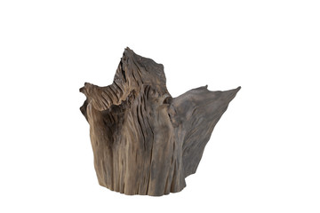 Carved sculpture of bog oak on a white background.