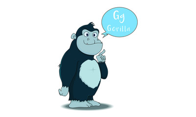 gorilla cartoon with G alphabet.eps
