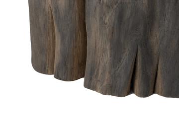 Carved sculpture of bog oak on a white background.