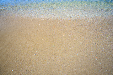 beautiful sandy beach and soft blue ocean wave
