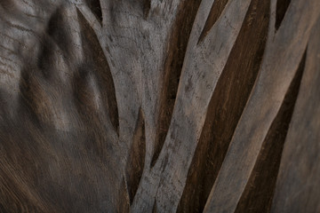 Beautiful texture of old carved stained oak.