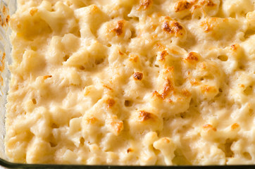 Сauliflower casserole in cheese sauce  top view