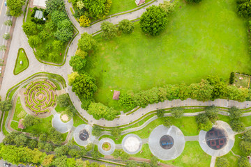 green and funny park at a city