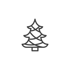 Christmas tree with garland line icon. linear style sign for mobile concept and web design. xmas tree decoration outline vector icon. Symbol, logo illustration. Vector graphics