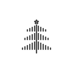Decorative xmas tree line icon. linear style sign for mobile concept and web design. Striped Christmas tree with star outline vector icon. Symbol, logo illustration. Vector graphics