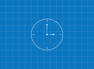 Blueprint to Clock symbol illustration