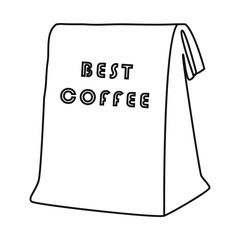 Vector illustration of coffee and pack symbol. Web element of coffee and bag vector icon for stock.