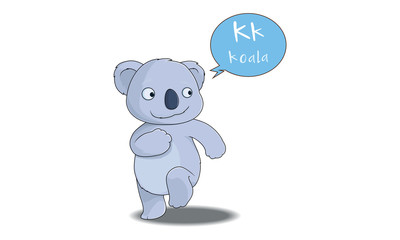 koala cartoon with K alphabet