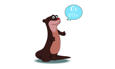 otter cartoon with O alphabet