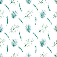 Seamless pattern with leaves. Hand-drawn background. Real watercolor drawing of branch