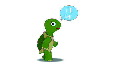 turtle cartoon with T alphabet