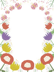 Floral frame, hand drawn template