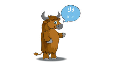 yak cartoon with Y alphabet.