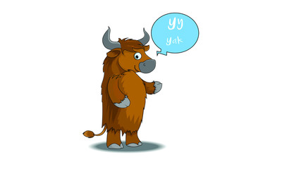 yak cartoon with Y alphabet.