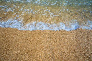 beautiful sandy beach and soft blue ocean wave