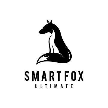 illustration of an abstract fox or wolf that appears to be looking at something like its prey logo design