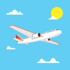 Flat airplane. Vector illustration.
