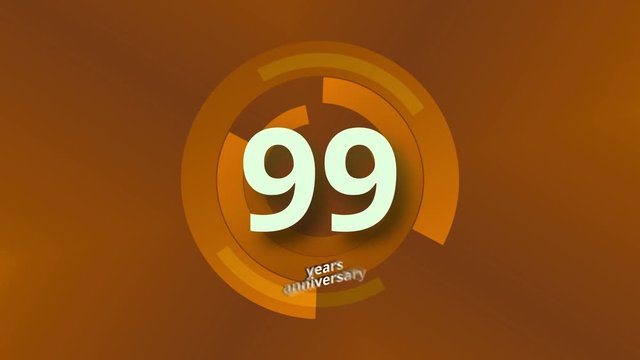 99 Years Anniversary Digital Tech Circle Gold Background