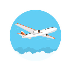 Airplane in a circle. Vector illustration.